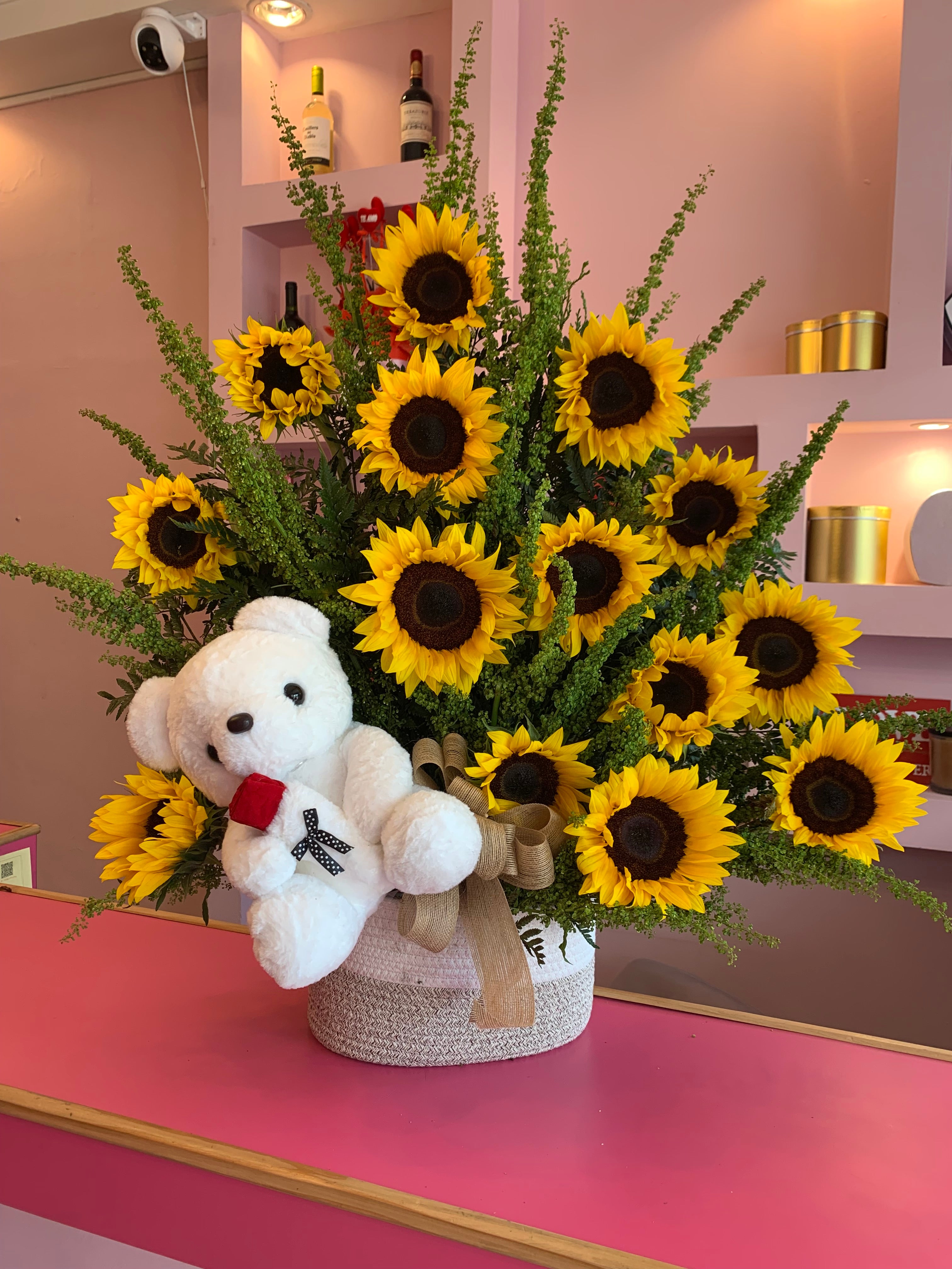 Arreglo con girasoles